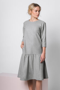 Ausgestelltes Kleid aus Wollmix - Grau - LUXAA