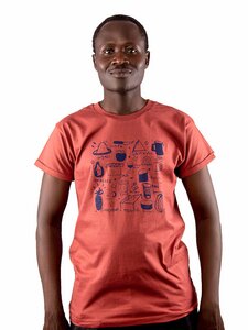 Herren T-Shirt aus Bio-Baumwolle JIKONI Marsala Rot. Handmade in Kenya - Kipepeo-Clothing