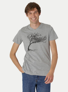 Bio-Herren-T-Shirt V-Neck Windy Tree - Peaces.bio - handbedruckte Biomode