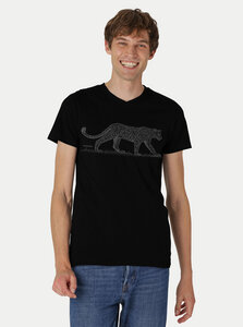 Bio-Herren-T-Shirt V-Neck Leopard - Peaces.bio - handbedruckte Biomode