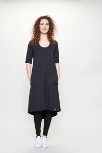 Midi-Kleid mit 1/2 Ärmel JERSEY schwarz - LUMEN organic