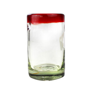 Saftglas mit rotem Rand 100ml, Trinkglas handmade - Mitienda Shop