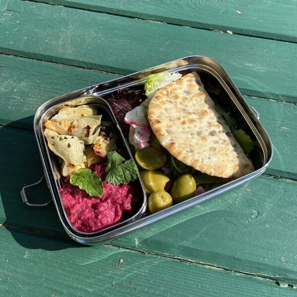 A Slice of Green - Edelstahl Lunchbox Groß plus Mini (18 x 13 x 4 cm)
