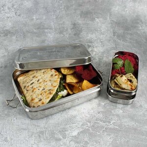 Edelstahl Lunchbox Groß plus Mini (18 x 13 x 4 cm) - A Slice of Green
