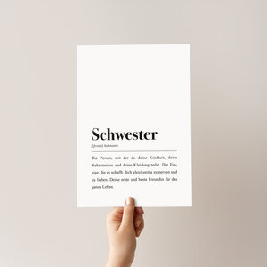 Schwester Poster DIN A4: Schwester Definition - aemmi