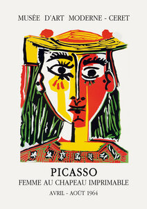 Poster / Leinwandbild - Picasso - FEMME AU CHAPEAU IMPRIMABLE - Photocircle