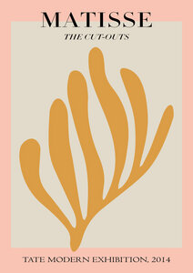 Poster / Leinwandbild - Matisse – The Cut-Outs, botanisches Design rosa / grau /gold - Photocircle