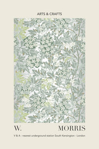 Poster / Leinwandbild - William Morris - grau-grünes Blatt- und Blumenmuster - Photocircle