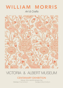 Poster / Leinwandbild - William Morris - orangefarbenes Blumenmuster - Photocircle
