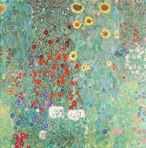 Poster / Leinwandbild - Gustav Klimt: Bauerngarten mit Sonnenblumen - Photocircle