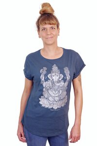 YOGICOMPANY - Damen - Yoga T-Shirt "Ganesha" denimblau/silber - YogiCompany