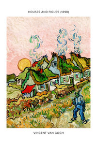Poster / Leinwandbild - Vincent Van Gogh: Häuser und Figur  - Ausstellungsposter - Photocircle