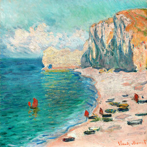 Poster / Leinwandbild - Claude Monet: Der Strand und die Falaise d'Amont - Photocircle