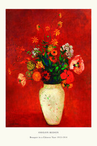 Poster / Leinwandbild - Odilon Redon Ausstellungsposter - Blumenbouquet in Chinesischer Vase - Photocircle
