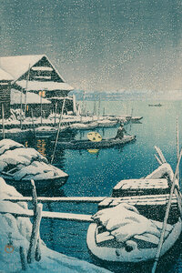 Poster / Leinwandbild - Boat on a Snowy Day by Hasui Kawase - Photocircle