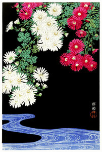 Poster / Leinwandbild - Chrysanthemen von Ohara Koson - Photocircle