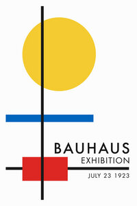 Poster / Leinwandbild - Bauhaus Ausstellungsposter (weiß, gelb, blau, rot) - Photocircle