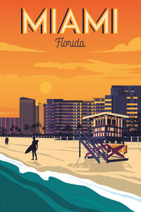 Poster / Leinwandbild - Miami Vintage Travel Wandbild - Photocircle