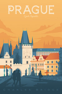 Poster / Leinwandbild - Prag Vintage Travel Wandbild - Photocircle