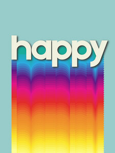 Poster / Leinwandbild - HAPPY - retro rainbow typography - Photocircle