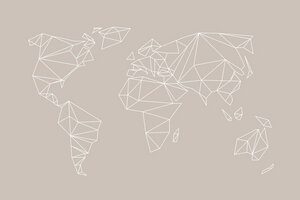 Poster / Leinwandbild - geometrical WORLD map - beige greige creme - Photocircle