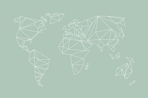 Poster / Leinwandbild - Weltkarte - geometrical WORLD map - pastel sage green - Photocircle