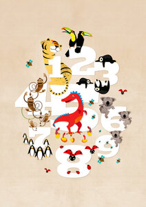 Poster / Leinwandbild - Eins, zwei, drei Tiere – Illustration für Kinder - Photocircle