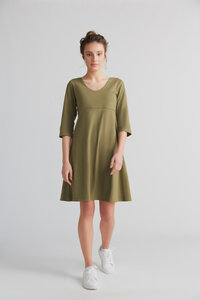 Damen 3/4 Arm V-Neck Kleid Bio-Baumwolle Jersey Sommerkleid 1737 - Albero