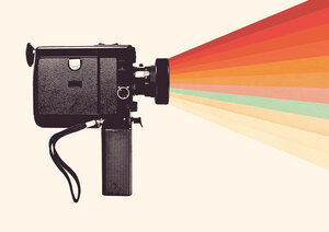 Poster / Leinwandbild - Movie Camera Rainbow - Photocircle
