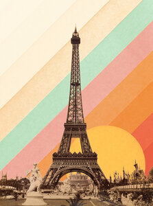Poster / Leinwandbild - Eiffelturm vor Regenbogen - Photocircle