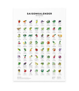 Saisonkalender Obst & Gemüse, Küchen Deko, wall decor, Poster / Plakat in Farbe - 531 Rheinland Design