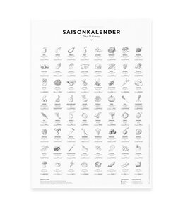 Saisonkalender Obst & Gemüse, Poster/Plakat in SW, Küchendeko - 531 Rheinland Design