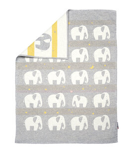 Leichte Baby Baumwolldecke Elefanten 65 x 90 aus Recycling-Baumwolle - David Fussenegger