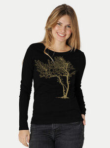 Bio-Damen-Langarmshirt "Fancy Tree" - Peaces.bio - handbedruckte Biomode