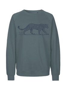 Bio Damen Sweatshirt Loose Fit Leopard - Peaces.bio - handbedruckte Biomode