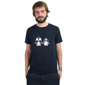 T-Shirt "Pinguin", Bio-Baumwolle, bedruckt, Herren, Männer, Kurzarm, Siebdruck - Spangeltangel