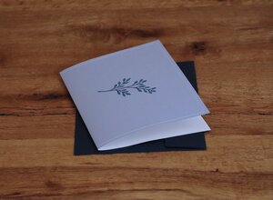 Handbedruckte Stoff-Grußkarte "Blaue Blume" mit Briefumschlag - luscinia