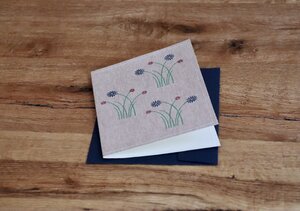 Handbedruckte Stoff-Grußkarte "Blumenfeld" mit Briefumschlag - luscinia