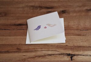 Handbedruckte Stoff-Grußkarte "Freundschaft" mit Briefumschlag - luscinia