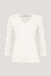 V-Neck Shirt für Damen, 3/4 Arm - Modell Mara - Lana natural wear