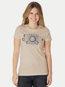 Bio-Damen-T-Shirt "Sonnensystem" - Peaces.bio - handbedruckte Biomode
