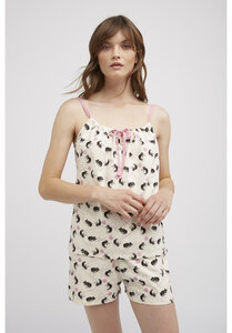 Pyjama Top - Pyjama-Camisole mit Katzenmuster - aus Bio-Baumwolle - People Tree