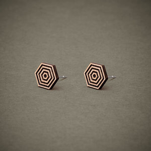 Ohrstecker / Ohrring aus Holz "Hexagon2" 9mm - feinformart