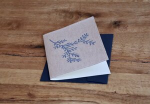 Handbedruckte Stoff-Grußkarte "Große Pflanze" mit Briefumschlag - luscinia