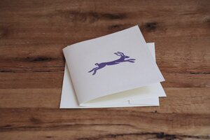 Handbedruckte Stoff-Grußkarte "Hase" mit Briefumschlag - luscinia