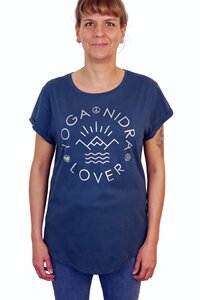 YOGICOMPANY - Damen - Yoga T-Shirt "Yoga Nidra Lover" blau/weiß - YogiCompany