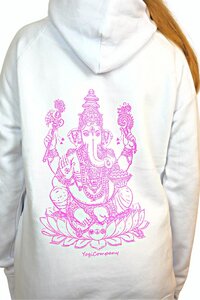 YOGICOMPANY - Damen - Yoga Hoody "Ganesha" weiß/pink - YogiCompany