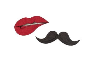 Broschen aus Holz für Paare | Mode Schmuck | Lippen und Schnurrbart - BeWooden
