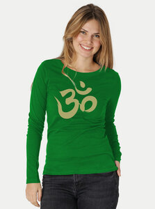 Bio-Damen-Langarmshirt "OM" - Peaces.bio - handbedruckte Biomode