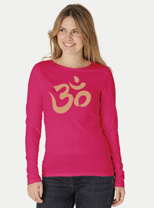 Bio-Damen-Langarmshirt "OM" - Peaces.bio - handbedruckte Biomode